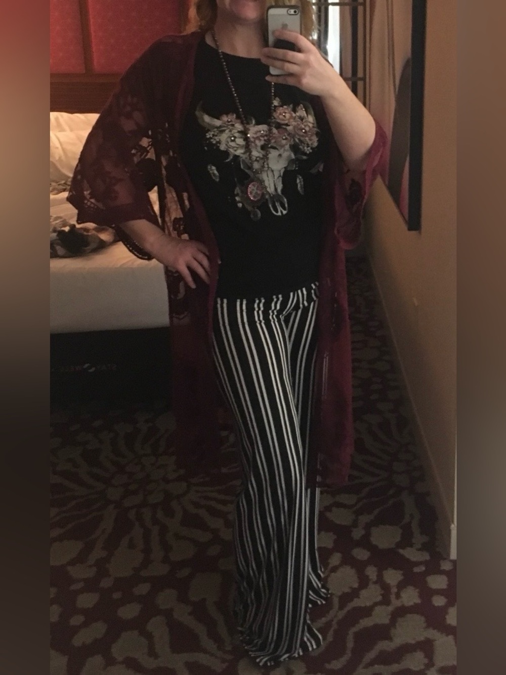 Burgundy Lace Kimono
